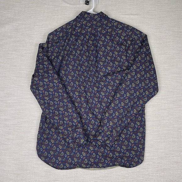J Crew Oarsman Shirt M Mens L/S Button Up Multicolor Paisley Print on Navy VGUC - Picture 3 of 9